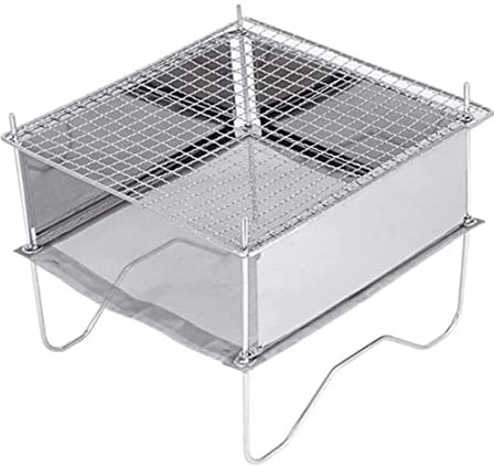 NESPIQ Picknickgrill Holzkohlegrill Zusammenklappbarer Edelstahl-BBQ-Grill, Tragbarer Campingkocher, Brenngestell, Lagerfeuerständer Für Das Kochen Im Freien, Picknick Camping Grill