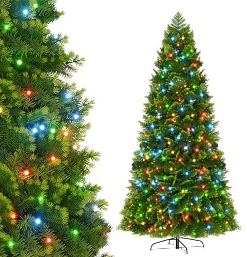 NAIZY Weihnachtsbaum Künstlich 210cm 350 RGB LEDs Tannenbaum Grün PVC+Speziell Stile PE, Schnellaufbau Weihnachtsdeko Dekobaum mit Metallständer Christbaum, für Innen-Außen