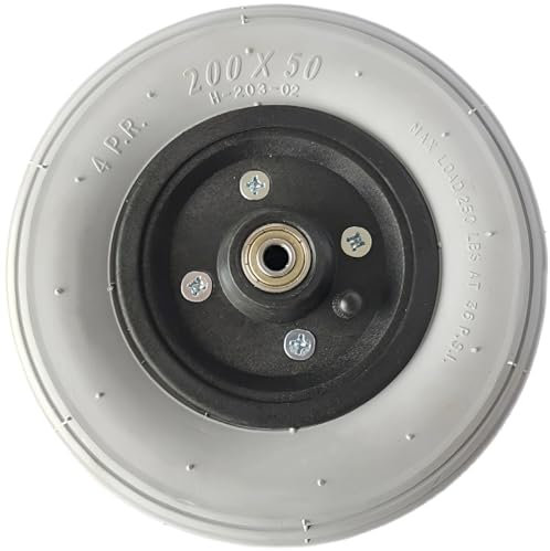 ZIHQRgE 1 Paar 8-Zoll-Rollstuhl Ersatz Vorderrad, 200×50 Aufblasbare Reifen, Innendurchmesser 8 mm Zubehör für Elektrorollstühle