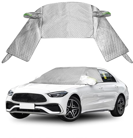 Copertura per parabrezza auto per berlina a 2 porte / berlina a 3 volumi, parasole per parabrezza con copertura per specchietti laterali, copertura antigelo e neve (argento, berlina)