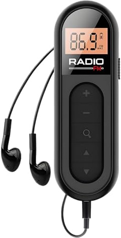 kesurpae ABS portátil Radio FM batería Recargable y Auriculares Bluetooth Trasero Recargable con LCD tamaño de Bolsillo para portátil, A