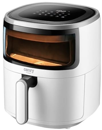 CAMRY CR 6313 Freidora de aire caliente 5L, 12 programas, tecnología de convección, 2000 W, cocina saludable con mínima grasa, rango de temperatura 80-200 °C, ventana, panel táctil LED, color blanco