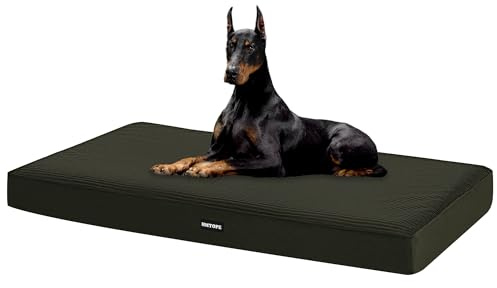 HMTOPE Orthopädisches Hundebett Grosse Hunde waschbar, 120cm, Olivgrün | 10cm Dicke Hundekissen mit eierförmiger Kistenschaum, Abnehmbar Hundematte, rutschfeste Unterseite, Wasserdichtes Innenfutter