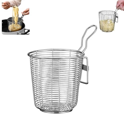 Cestello Per Pasta Separati in Acciaio Inox,Scolapasta in Acciaio Inox Con Manico,Cuoci Pasta a Scomparti Con Divisori,Colino a Maglia Fine Per Pentola Calda, Per Scolare Pasta e Verdure
