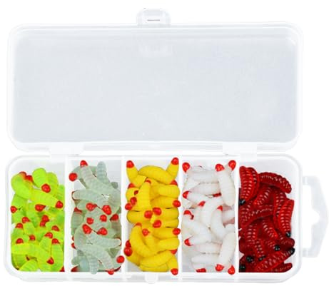 100 Stück Künstliche Fischköder Würmer (2 cm) | Weiche Kunststoffwürmer für Angelsport | Ideal für Forelle, Bass, Störe & Crappie | Passend für Süß- & Salzwasser