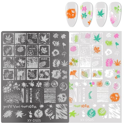 Plaques de tampon pour ongles français, timbres, pochoirs à fleurs, plaques à ongles, manucure, tampon, nail art