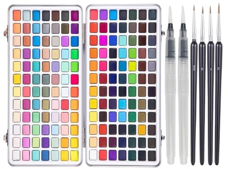 MagiDeal Coffret de Peinture Aquarelle 168 Couleurs, Comprenant des pinceaux à Eau, idéal pour la Peinture, pour Les Amateurs de Peinture, Les débutants et Les