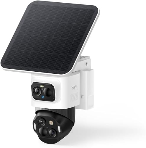 eufyCam S4, Überwachungskamera Außen, Farbnachtsicht, 4K UHD, 8× Hybridzoom | kabellose Solar‑Outdoor‑Überwachungskamera, 360° Multi‑Kamera‑Auto‑Tracking, kompatibel mit HomeBase S380