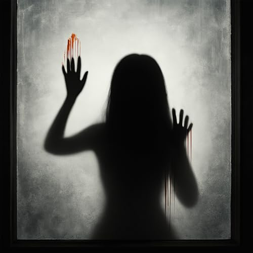Halloween Deko Fenster, Fensteraufkleber, Große Fensterbild für Spukhaus, Gruseliger Wandaufkleber 100 × 45cm mit Weiblicher Schattenfigur und Blut, Horror & kreative Fenster Deko für Gruselige Partys