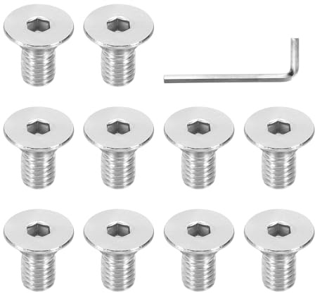 PATIKIL Tornillos De Cabeza Plana Con Hexágono Interno 3/8-16 X 3/4, 10 Pcs Tornillos Avellanados De Hexágono Interno 304 Acero Inoxidable Roscado Grueso UNC Con Llave Hexagonal