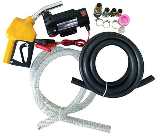 12V 200W Dieselpumpe Ölabsaugpumpe Kraftstoffpumpe - Selbstansaugend Ölpumpe Elektrisch, mit Ölzulauf- und -Ablaufschläuche & Steckverbinder & Auslaufsicheres Klebeband, für Diesel, Kerosin