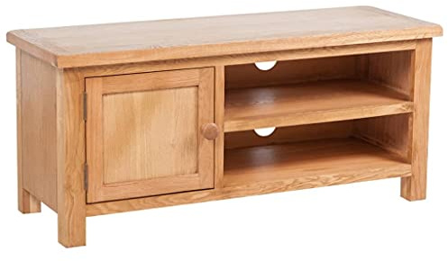 Teenpull Mobile TV 103 x 36 x 46 cm, legno massello rovere marrone con 2 uscite cavi, per camera da letto, soggiorno, console multimediale versatile