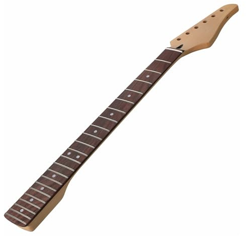 Fockety Mástil de Guitarra Eléctrica, Repuesto de Diapasón de Palisandro de 22 Trastes, Cuerpo de Arce Derecho, con de Acero Ajustable y Marcadores de Puntos Laterales, para Piezas