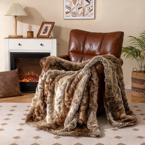COSTWAY Kuscheldecke, warme Sofadecke, luxuriöse Felldecke, Überwurfdecke Farbewahl, Wohndecke für Damen, Couchdecke Tagesdecke für Bett, Sofa, Sessel (153 x 203 cm,Kaffee)