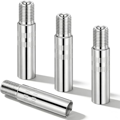 4Pcs Tire Valve Extenders, Valve Stem Extension 39mm Silver Tire Stem Extension Universal Wheel Tires Cap Extender Adapter for Car Motorcycle Truck Bike