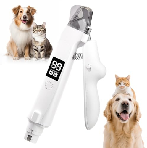 Zinueen LichtSchere Pro Ciseaux à griffes 2 en 1 pour chien avec lumière et écran, moteur ultra silencieux, bac de récupération intégré, port de charge USB-C – Pour un entretien sûr des pattes