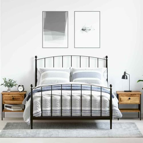 kithwjll Bedside Tables Set of 2 Reclaimed Wood Look, 40 x 42 x 45 cm, Plywood and Metal, with Drawer and Shelf, Narrow for Bedroom