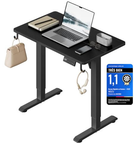WOLTU Scrivania Elettrica Regolabile in Altezza 72-118 cm, Nero, 80x48 cm