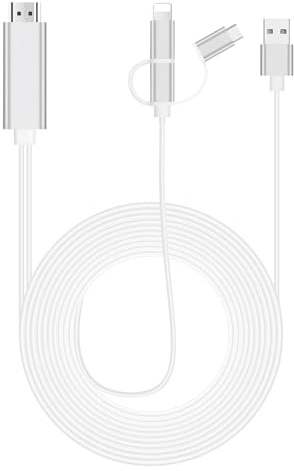 TICFOX Cable Adaptador USB a HDMI 3 en 1, Micro USB/para iOS/Tipo C a HDMI Cable para iPhone, para Samsung y más, Compatible con resolución 1080P, Cable Adaptador de teléfono a HDTV para televisores