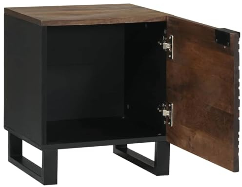 Generico Mesita de noche de nogal, 40 x 33 x 46 cm, de madera, con puerta, estilo rústico para dormitorio