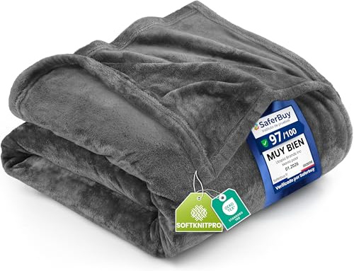 Utopia Bedding Fleece Blanket Queen Size Grey (90x90 Inches) Ultra Soft Warm Lightweight Microfiber Breathable Anti-Static Cozy Bed Blanket, All-Season Home Decor Gift for Men & Women