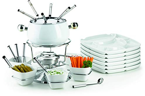 Mäser Juego de fondue, 28 piezas, color blanco
