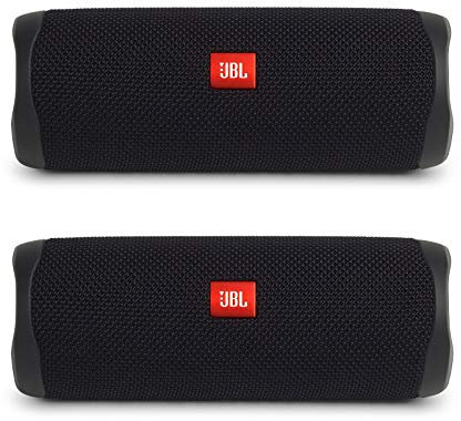 JBL Flip 5 Lot de 2 haut-parleurs Bluetooth sans fil étanches Noir