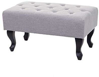 Mendler Ottomane Chesterfield Stoff/Textil 39x77x47cm - grau | Sitzhocker, Fußablage Hocker, wasserabweisend