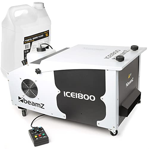 BeamZ ICE1800 MKII Bodennebelmaschine - Low Fog Machine inkl. 5 Liter Nebelfluid, 1800 Watt Bodennebler, Rauchmaschine, Boden Nebelmaschine für Hochzeiten, Konzerte, Bühnenveranstaltungen und Partys
