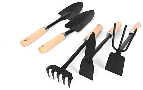 5 pièces Outils de jardin Ensemble, jardin haut de gamme Ensemble d'outils Petit Cultivateur, Fleur Truelle, Plante Truelle, Fleur fourche, râteau et Cutter Weed - pour le jardin et balcon