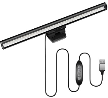 HIOUME LaptopMonitorLichtleiste, USBEReader, LEDTaskLampe, 3 einstellbare Farbtemperatur, 10 dimmbare Helligkeitsstufen, keine Bildschirmblendung, platzsparend, Augengesundheitspflege, tragbar