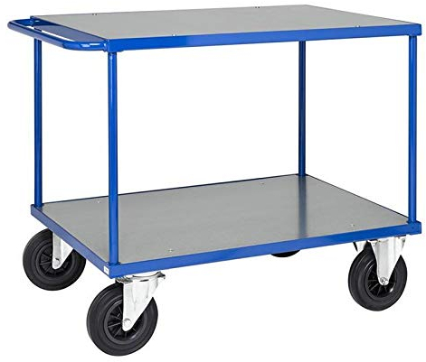 Tischwagen mit 2 Blechböden 1.100 x 700 x 900 mm, Traglast: 500 kg - blau