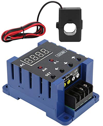 Amperímetro digital de CA, AC110‑220V SZD06 Amperímetro digital con límite inferior superior de rango de medición de 0.3‑50A, SZD06 Detección de relé de retardo de alarma(200A)