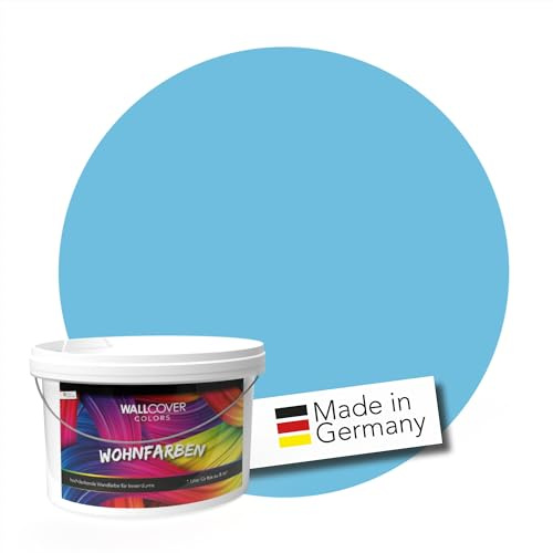 WALLCOVER hochwertige Wandfarbe für Innen im Kinderzimmer | Türkis Blau | 5L für 40m² | Innenfarbe | auch für Baby- & Jugendzimmer | Hochdeckend (Klasse 1) | Profi Qualität aus Deutschland