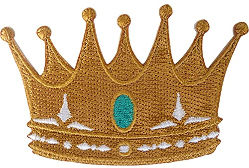 ELLU Gold Crown Patch Eisen Aufnäher Kleidersack Gestickte Abzeichen Stickerei Applikation