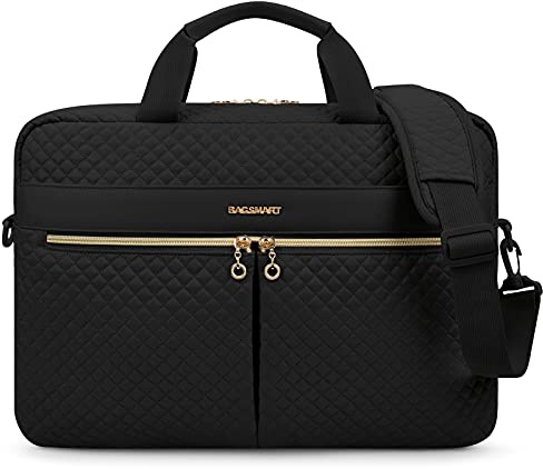 BAGSMART 17,3/15,6 tum laptopväska, portfölj för kvinnor dator messengerväska kontor resa affärer, svart