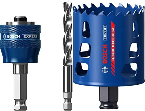 Bosch Professional 1x Expert Power Change Plus Lochsäge-Systemadapter (Ø 7,15 mm) + 1x Expert Tough Material Lochsäge (für Holz mit Metall, Ø 60 mm, Zubehör Schlagbohrmaschine)