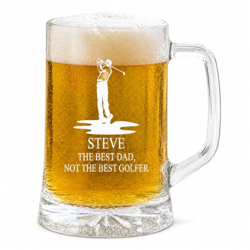 Personalised Engraved Pint Large Glass Beer Tankard Sports Award Golf Theme