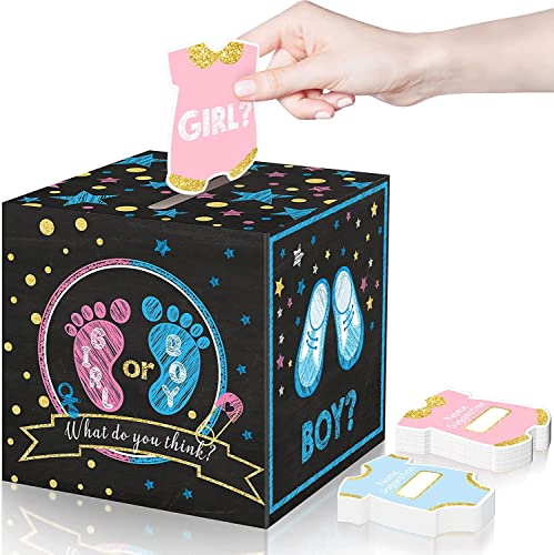 Brodevet Gender Reveal Party, Box Nero per Votazioni con Schede Elettorali (Rosa e Blu), Decorazioni Baby Shower, Accessori Annuncio Gravidanza, Festoni Compleanno, Nascita Bimbo, Party Boy or Girl
