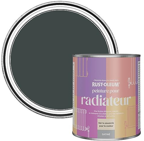 Rust-Oleum, schwarz Heizkörperfarbe, hitzebeständig, geruchsarm in Seidenglanz Finish - Schwarzer Sand 750ML