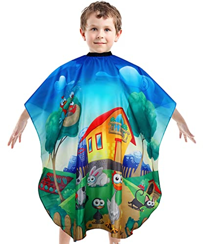 Kinderhaarschnitt Umhänge Haarfärbung Kleid, Cartoon Druck Friseurumhang Kinder Umhang, Verstellbaren Tier Muster Styling Shampoo Salon Umhang Kleinkind Kinder Jungen Mädchen