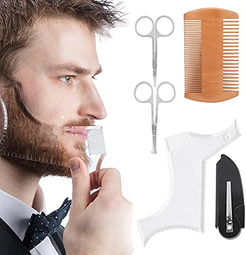 Schwarz Bartschablonen,Fachmann Bart Schablone Bartformen, Bartkamm Styling Tool Bartpflege für Bart, Haaransatz, Schnurrbart für Trimmer oder Rasierer
