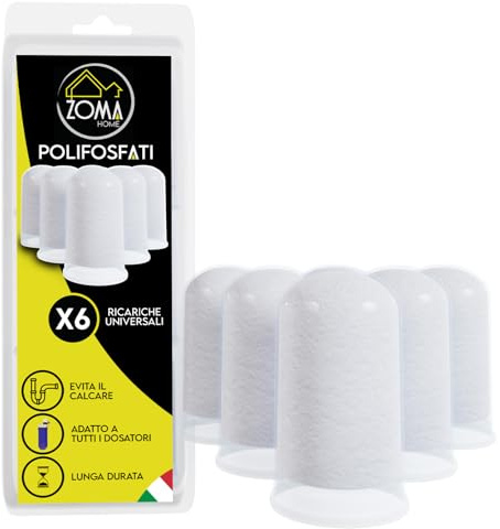 ZOMAHOME Polifosfati per Caldaia Ricarica, Filtro Anticalcare per Caldaia Concentrato a Lunga Durata, Protegge Caldaie, Elettrodomestici, Lavatrice e Lavastoviglie, misura Universale (6 Ricariche)