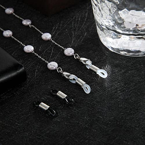 Brillenkette Schicke Perlen-Brillenkette Für Damen, Sonnenbrillen, Umhängebänder, Umhängeband, Seil, Lesebrillen, Kordelhalter, E-Silber