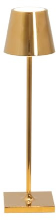 Zafferano, Poldina Micro Lampe mit Glänzendem Gold-Finish, Kabellose, Wiederaufladbare Tischlampe mit Touch Control, Geeignet für den Innenbereich, Dimmer, 2200-3000 K, Höhe 27,5 cm