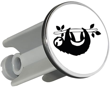 Huuraa Waschbeckenstöpsel Faultier Silhouette 4cm höhenverstellbar Abflussstopfen Geschenkidee