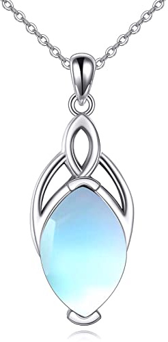 YAFEINI Mondstein Kette für Damen - 925 Sterling Silber Keltische Halskette Anhänger Schmuck Geschenk für Mädchen