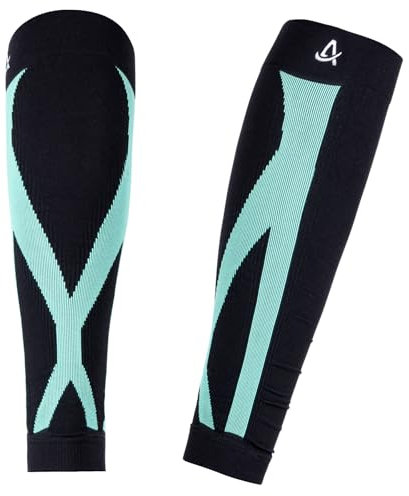 AMZSPORT Chaussettes de Compression pour Mollets pour Hommes et Femmes, Bande de Compression sans Pied, Manchons de Compression Sport pour Running, Football, Cyclisme, Triathlon, Vert, S