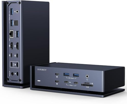 iVANKY 20-in-1 FusionDock Max 1 Dual Thunderbolt 4 Dock, Quad 6K@60Hz Monitor MacBook Docking Station mit 2*HDMI, 7 * 10Gbps USB, 2,5GbE, 96W PD, SD/TF 4.0, 40Gbps Dock für Mac M1/M2/M3/M4 Pro/Max