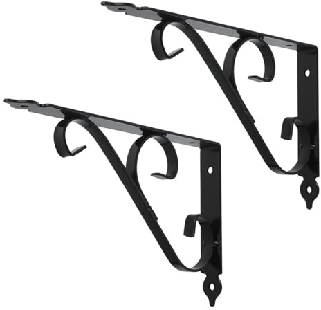 Regalhalterung 2 Stück Schwarz Schwerlast Winkel Regalhalter Strapazierfähige Regalträger Gusseisen Vintage Wandwinkel Regalboden Maximale Tragkraft: 100kg (Color : Black, Size : 400x255mm/16x10in)